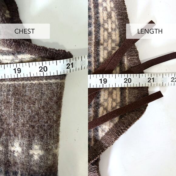 WOOLRICH VTG Wool Aztec Western Fringed Vest Made in USA in Brown Size L - Picture 12 of 12